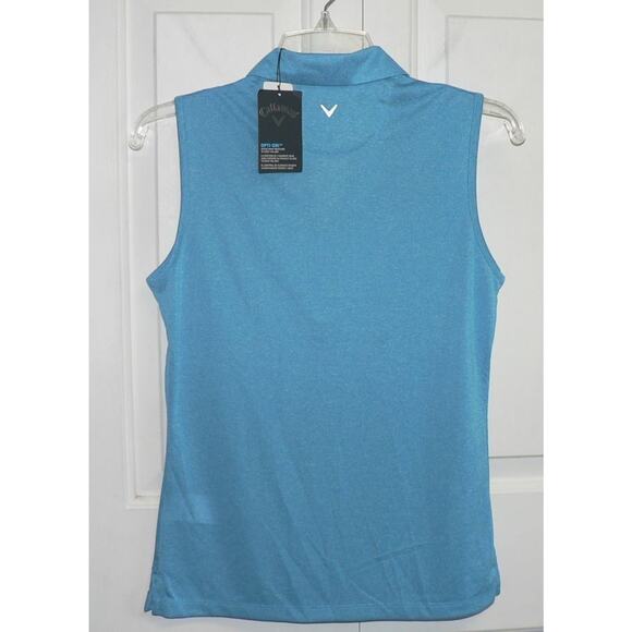 Callaway Women's Quarter Zip Sleeveless Golf Polo Shirt in Vivid Blue Heather XS - Picture 5 of 5